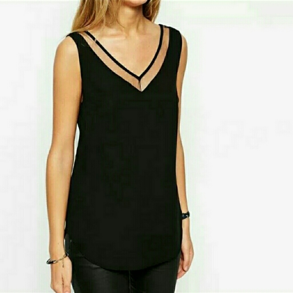 V Neck Solid Blouse